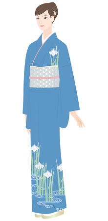 Lady in Japanese traditional outfitのイラスト素材