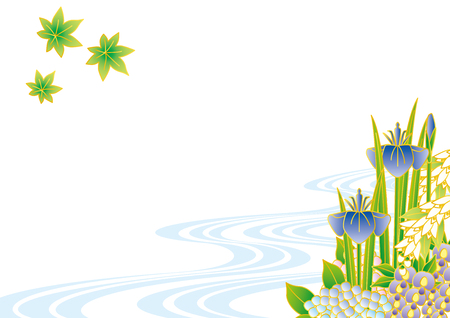 Early summer flowers. Japanese landscape.のイラスト素材