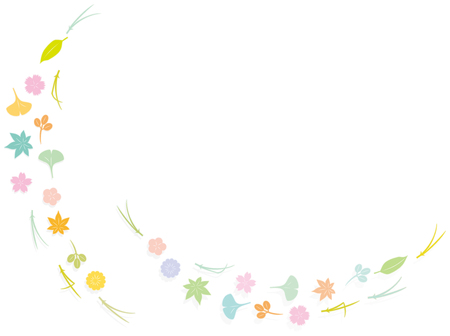 Flowers and leaves blown by the wind. Japanese traditional pattern.のイラスト素材