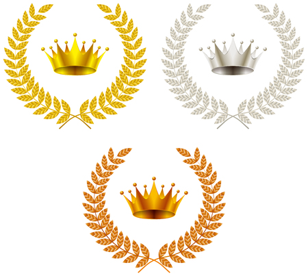 Gold, silver, copper, crown emblemのイラスト素材
