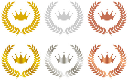 Gold, silver, copper, crown emblemのイラスト素材