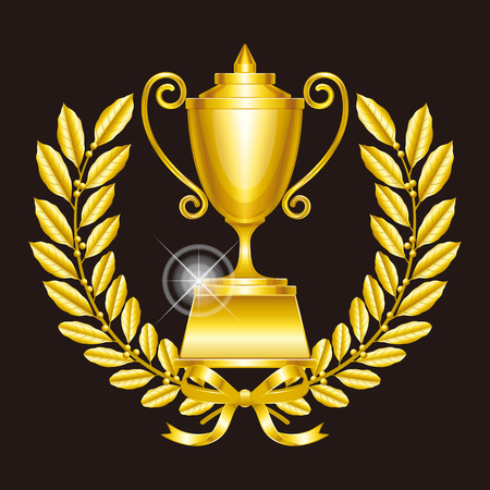 Laurel wreath and winner cup.trophy.のイラスト素材