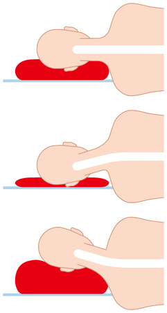 Different pillow types and sleeping positions, High pillow and low pillowのイラスト素材