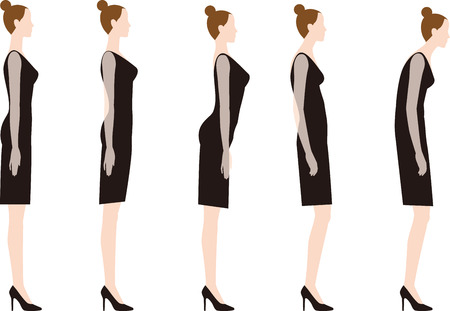 A woman wearing high heels. Good posture and bad posture.のイラスト素材