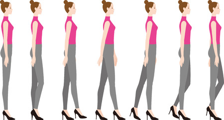 A woman wearing high heels.walking slowly.のイラスト素材