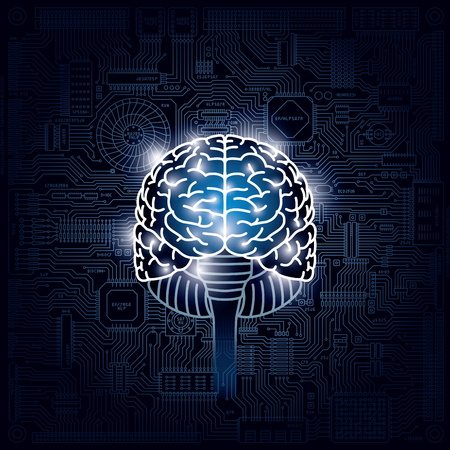 Image of brain and integrated circuits.のイラスト素材