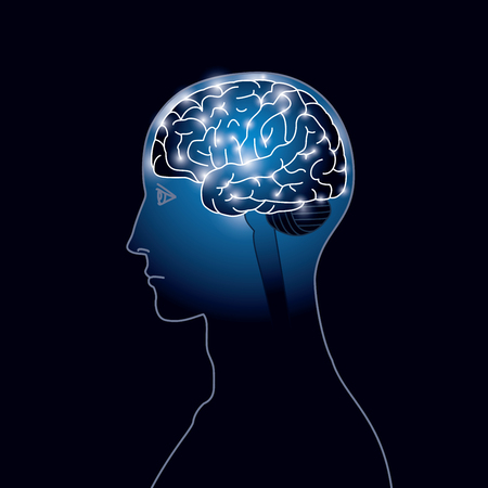 Image of brain electrical signalのイラスト素材