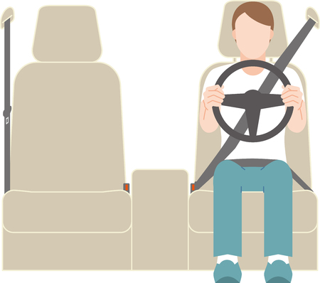 man driving a car on the left steering wheelのイラスト素材
