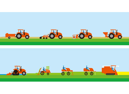 Tractor for agriculture and rice cultivationのイラスト素材