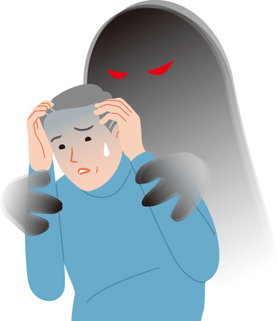 Elderly people with anxiety symptomsのイラスト素材
