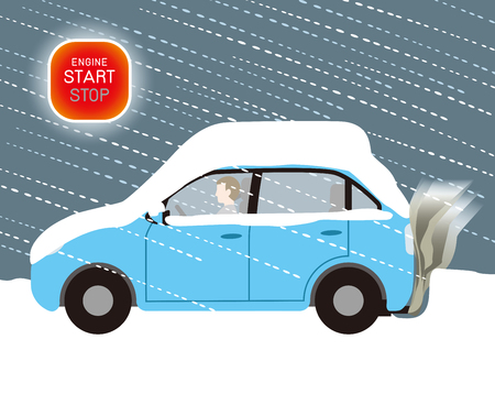 Exhaust gas poisoning of car by snowfallのイラスト素材