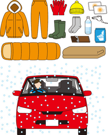 Winter emergency equipment for carsのイラスト素材