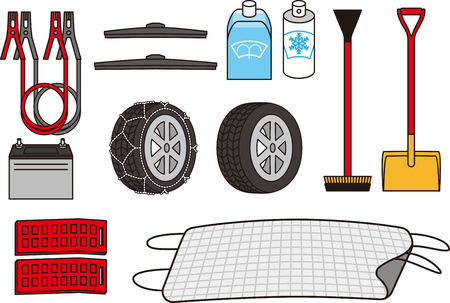 Winter equipment of carのイラスト素材
