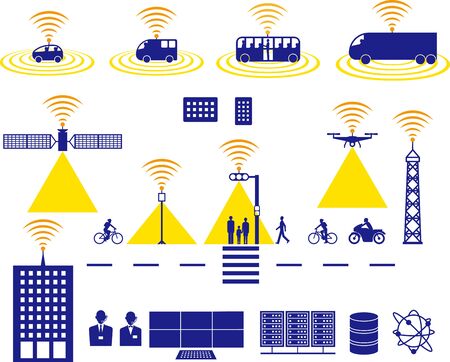 self-driving. City image icon. Vector materialのイラスト素材