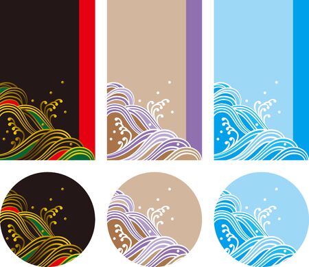 Japanese style wave pattern label.のイラスト素材