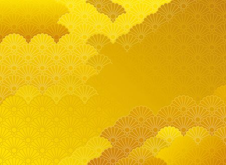 Chrysanteum flower dot wave. Japanese traditional patternのイラスト素材