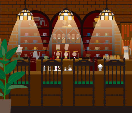 A coffee shop with a Japanese retro atmosphere.のイラスト素材