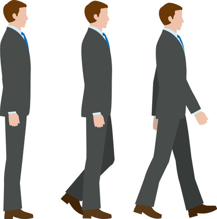 Walking sideways businessman. Vector materiaのイラスト素材