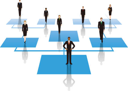 Image illustration of business people and company composition diagramのイラスト素材