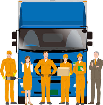 Heavy truck and logistics company staffのイラスト素材
