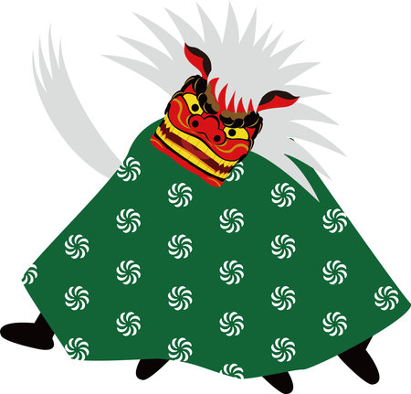 Illustration of traditional Japanese performing arts lion danceのイラスト素材