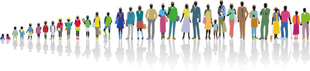 Image vector illustration of men and women growing up from babies to elderly peopleのイラスト素材