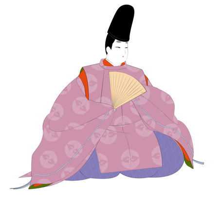 Classical costume of Japanese aristocrats. A man wearing casual clothes called ``Kariginu''. Heian period image illustrationの写真素材