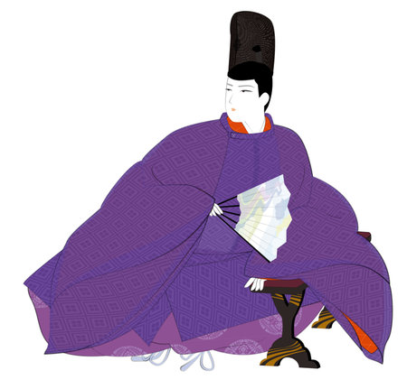 A man in a kimono (noushi), the classic costume of Japanese aristocrats. Heian period image illustrationの写真素材