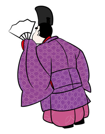 A man in a kimono (noushi), the classic costume of Japanese aristocrats. Heian period image illustrationの写真素材