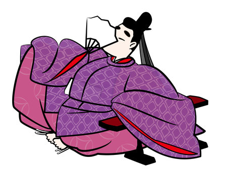 A man in a kimono (noushi), the classic costume of Japanese aristocrats. Heian period image illustrationの写真素材