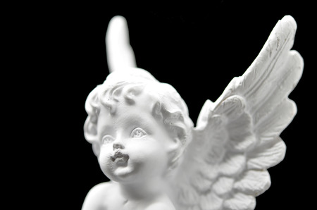 Beautiful white Angel on black background