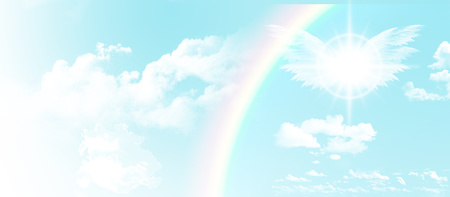 Sky with the rainbowの写真素材