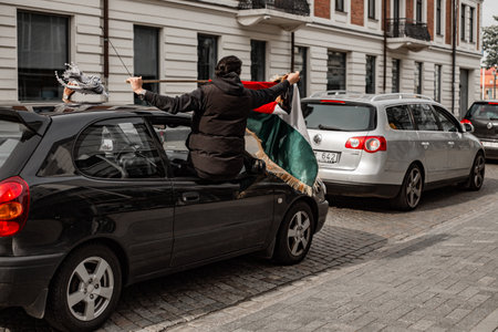 Palestinian immigrants protesting against Israel in Kristianstad, Swedenのeditorial素材