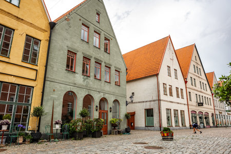 Medieval and Hansa inspired living area Jakriborg in Hjarup, Swedenのeditorial素材