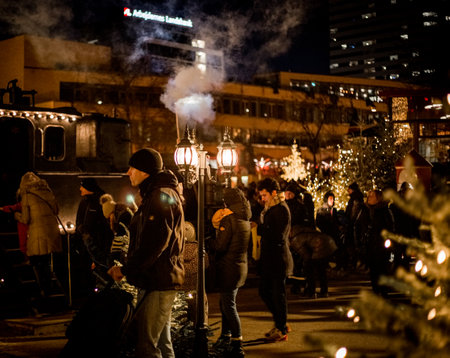 Christmas market on Tivoli in Copenhagen, Denmarkのeditorial素材
