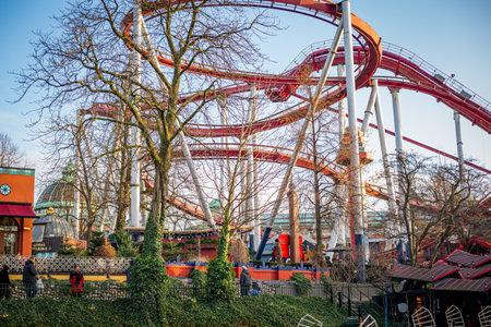 Rollarcoaster at Tivoli in Copenhagen, Denmarkのeditorial素材