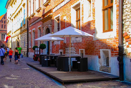 Street view from central Krakow, Polandのeditorial素材