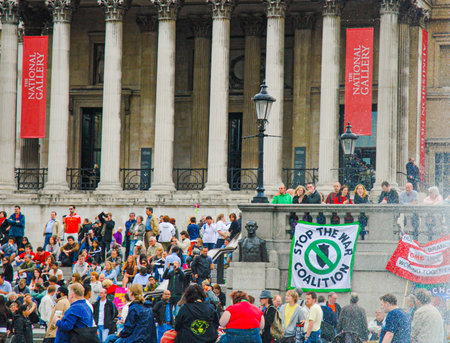 Protests at Trafalgar Square, London, UKのeditorial素材