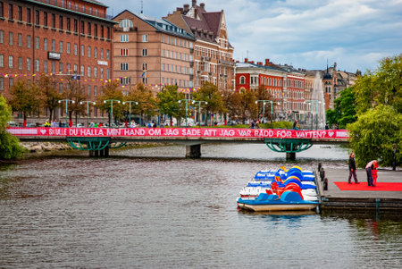 Malmo canal during an outdoor festival, Swedenのeditorial素材