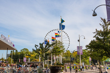 Outlook over Liseberg amusement park in Gothenburg, Swedenのeditorial素材