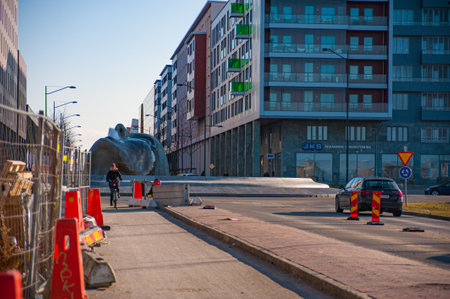 Modern buildings built at futuristic Hyllie station in Malmo, Swedenの写真素材