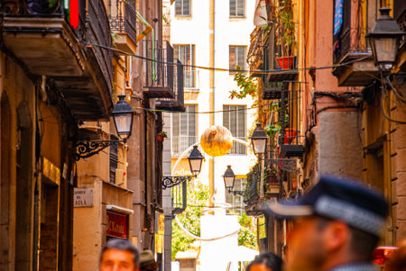 A special planet inspiret statue or artwork in central Barcelona, Spain