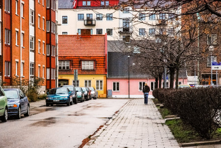 Colorful houses in Malmo, Swedenの写真素材