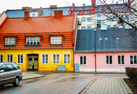 Colorful houses in Malmo, Swedenの写真素材
