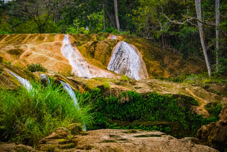 Sendero reino de las aguas waterfall in mountain park on Cuba