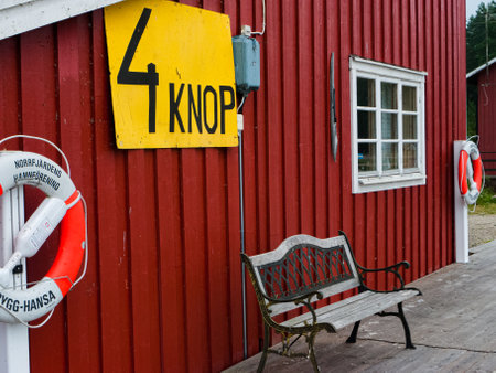 Boat bridge in Norrfjarden, Swedenの写真素材