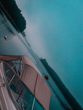 Sailing boat in Bottenviken sea, Norrfjarden, Swedenの写真素材