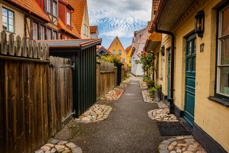 Medieval and Hansa inspired living area Jakriborg in Hjarup, Swedenの写真素材