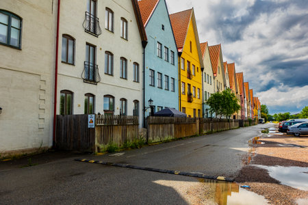 Medieval and Hansa inspired living area Jakriborg in Hjarup, Swedenの写真素材