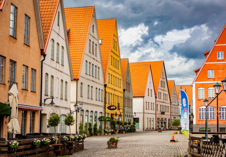 Medieval and Hansa inspired living area Jakriborg in Hjarup, Swedenの写真素材